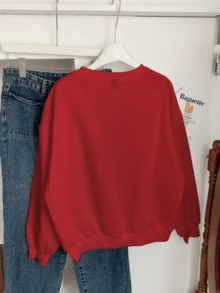 Sudadera para mujer estampado calavera esqueleto halloween cuello redondo y puños estampado  calientita para el frio invierno otoño primavera - Rojo - Ver 2