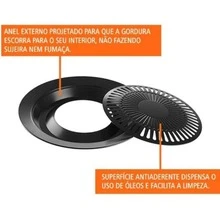 TopGrill 32cm Nonstick Smokeless Stovetop Barbecue Grill Meat Chicken Fish Vegetables Practical Home Kitchen Portable Grill - 黑色 - 查看 3