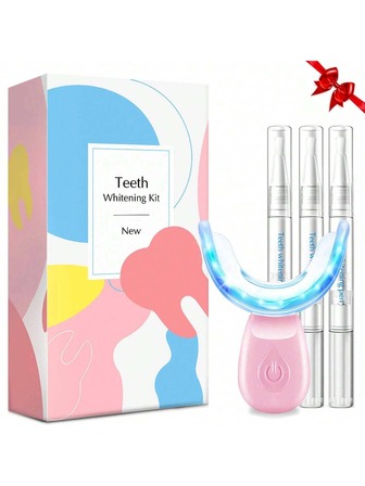 16X LED Light Teeth Whitening Kit For Sensitive Teeth, Includes 1 Mouth Tray, 3pcs 3ml Whitening Gel Pens, 200mAh Teeth Whitening Device, Home Oral Beauty Product