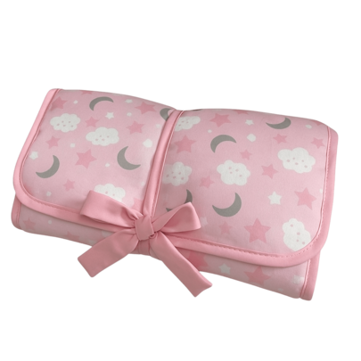 Trocador de Fraldas Portátil Para Bebe com Bolso Impermeável Enxoval Menina Menino Rosa Azul