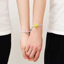 1 Pair SpongeBob Squarepants Couple Bracelets - Cute Cartoon Magnetic Bracelet, Magnetic Rubber Band Bracelet, Girlfriend/Boyfriend Gift, Unisex - Multicolor - View 5