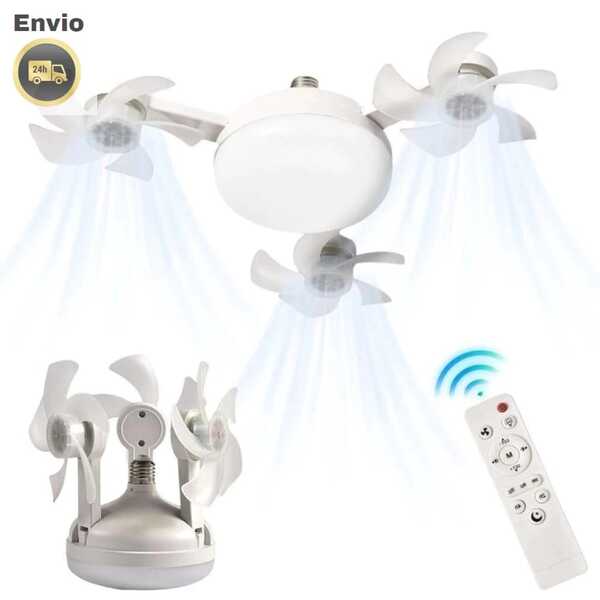 Ventilador de suspensão com luz led, 3 Engrenagens, ventilador elétrico sem fio E27 silencioso drone teto.