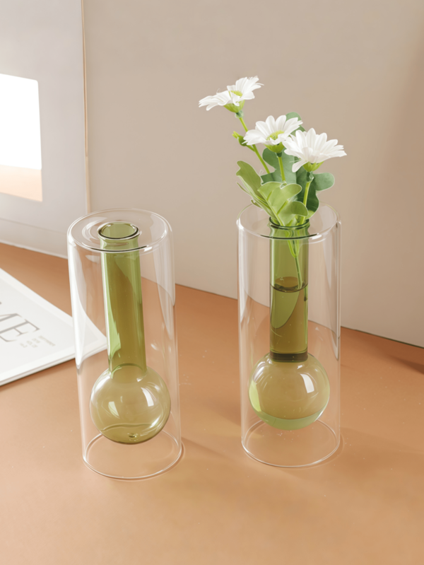 1Pc Of Simple Luxury Style Glass Aromatherapy Bottle Diffuser/Flower Vase,Three-Dimensional Style Glass Vase For Flowers , Can Be Placed Close To Wall Panels As A Mural, Perfect For Bohemian-Style Home Decorative Vases. Suitable For Displaying Hydroponic Plants, Fresh Flowers, Or Dried Floral Arrangements.