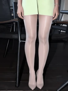1双女士亮面高弹透明连裤袜 | 性感修身紧身裤，适合办公室通勤和日常穿着，圣诞礼物 - 白色 - 查看 8