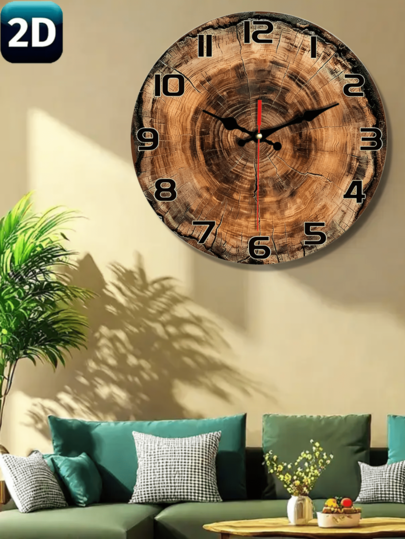 Silent Non Ticking Wand Klok Tree Trunk Section 10"/12" Round Wooden ative Bedroom, Living Room, Dining Hallway, Study Battery Operated, Bedroom Clock, Natural Wood Finish, Construction, Home Minimalist High Quality Craftsmanship, ator
