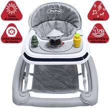 Joykoo Andadera para Bebé Mecedora Panda Musical Bastón Dirigible Alturas Ajustables Plegable Tapete Brincolín - Gris - Ver 2