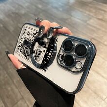 Teléfono con lente integral, diseño esqueleto de hombre y gatito, acabado magnético electrochapado. Compatible con carga inalámbrica magnética y compatible con phone 16 Pro Max, 16, 15 Pro, 14, 14 Plus/14 Pro Max, 13, 13 Pro, 12 Pro, 11/11 Pro y la serie Pro. Es un excelente teléfono para amigos, cumpleaños y fiestas. - azul claro - Ver 10