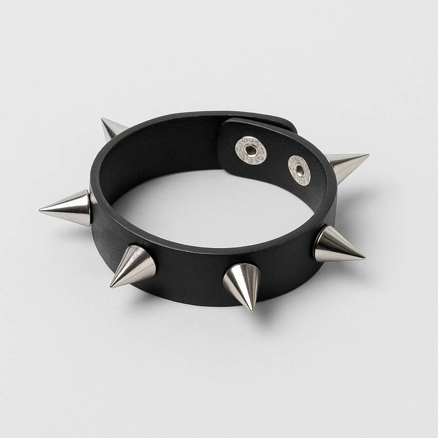 Spike Scene Rock Bracelet Silver Rock 1 Row - 黑色 - 查看 1