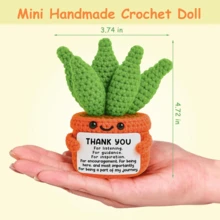1 peça de enfeite de mesa de crochê feito à mão, formato de vaso de plantas engraçado, adequado para Halloween, Natal, Ação de Graças, ótimo presente para melhores amigas, irmãs, mulheres, aniversário, artesanato feito à mão, inspiração positiva, decoração de sala de festa, boneca de pelúcia, pequeno presente - Multicolorido - Ver 5