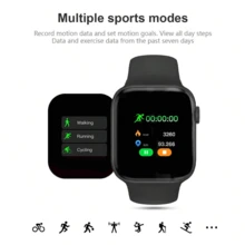 1 件多功能电子智能手表，配备 1.44 英寸触摸屏、硅胶表带、适用于 Android 和 IOS，具有各种运动模式、相机控制、社交应用通知、心率和睡眠监测以及蓝牙 - 黑色 - 查看 7