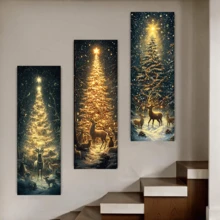 3 قطع / مجموعة لوحة جدارية فنية حديثة ، لفات جدارية معلقة لعيد الميلاد - طباعات قماشية للغزلان والأشجار ، ديكور فني بطراز الرسم بالحبر ، بموضوع عيد الميلاد ، ديكور شجرة عيد الميلاد ، ديكورات عيد الميلاد ، ملصق عيد الميلاد | مؤطر أو غير مؤطر ، ديكور الغرفة ، ديكور المنزل ، ديكور غرفة السكن الجامعي ، هدايا لديكور الجدران في الفندق والمنزل وغرفة المعيشة والنوم والحمام والمكتب