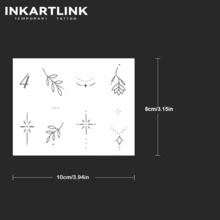 INKARTLINK Botanical Leaf Temporary Tattoos, Geometric Star, Diamond, Dot Line Designs, Realistic Tattoo Appearance, Waterproof Long-Lasting 1-2 Weeks - Black - View 4
