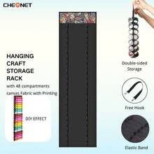 CHEONET - Große Kapazität Leinwand Aufbewahrungsbox - Diamant Malerei Zubehör Aufbewahrung: 48 Fächer, Hänge-Vinylrollenhalterung, verstellbare Regale, wandmontiert
