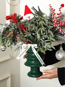 Vază de Crăciun pentru desktop, decor de Crăciun, atmosferă de sărbătoare, vază de Crăciun ceramică creativă, cu pantofi roșii, pentru decorarea dulapului TV în sufragerie - Multicolor - Vizualizare 7