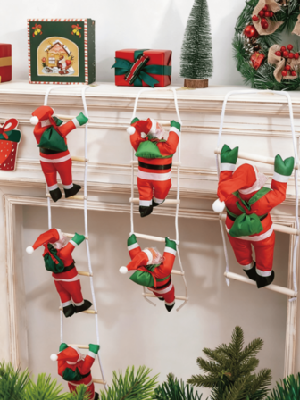 1 件圣诞老人圣诞装饰品，圣诞老人绳索攀爬和圣诞老人梯子攀爬装饰品，圣诞树装饰品，圣诞老人主题装饰套装，圣诞装饰品，圣诞吊坠，圣诞礼物，圣诞树，壁炉，窗户，圣诞派对家居墙面背景装饰，圣诞氛围营造用品