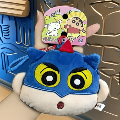 Crayon Shin-chan Superhero Themed Plush Storage Pouch - Adorable Cartoon Design with Soft Fabric & Zipper Closure, Perfect for Kids & Anime Fans, Ideal for Storing Small Items, Keys, & Cosmetics, A Must-have Accessory for Daily Use & Travel
