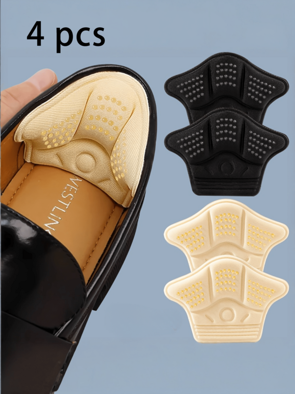 Selbstklebende, dicke stoßabsorbierende Einlegesohle - rutschfest und mit niedrigem Schaum-Fersen- und Fußgewölbepolster, verschleißfeste Fersenauflage, unsichtbar und komfortabel, rutschfest und rissbeständig, langanhaltend für Sportschuhe und High Heels, langanhaltend Einlegesohle geeignet für breite Schuhgrößen, Schwarz/Beige Fußpflege, Plattfüße, High Heels Spezial (Kein Kleber erforderlich)