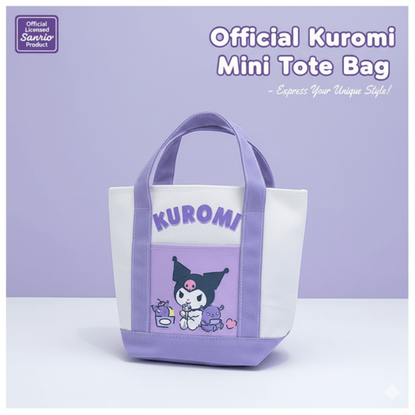 Sanrio Sanrio Kuromi Cartoon Bento Tasche mit großer Kapazität, Handtasche, Lässig Lunch Tasche, Outdoor Reise Picknick Aufbewahrungstasche, Besteck Aufbewahrungstasche, Geburtstags- und Weihnachtsgeschenke