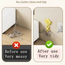 1 Self-Adhesive Wall Mount Cable Organizer Hook - Durable Plastic Cord Storage For Kitchen, Bathroom And Office - Space-Saving Cable Management With Sturdy Grips, Modern Design For Neat Cable Organization, Cable Rack, Utility Hook, Cable Management Buckle Organizer, Utensil Cord Holder, Multipurpose Hook - Multicolor - View 7