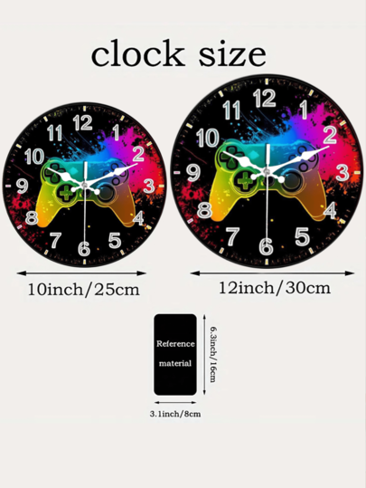 Retro Gamer Silent Wood Wand Klok 10 12 Inch Round, Farmho Non Tickling, Battery Operated Perfect Game Room St. Patrick's Day Mother's Home view 6