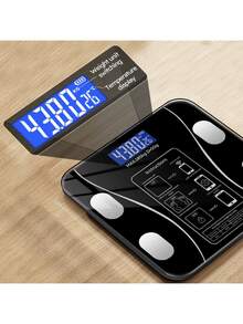 1 Piece Smart Body Fat Scale, Wireless Digital Bathroom Scale With LED Display, Smart Weight Scale, Digital Scale, Battery Powered (AAA), No Batteries Required, Body Composition Analyzer, BMI Scale, Smartphone App For Measuring Weight Loss - Black - View 5