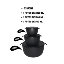 kit 03 Potes Plásticos Boll Vasilha Redonda - Verde Militar - Visão 4