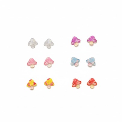 6 Pairs Women's Cute & Elegant Mushroom Stud Earrings, Suitable For Daily Wear, Romantic Gifts For Mother's Day, Valentine's Day