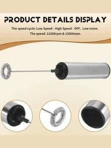 Portable Coffee Frother Electric Whisk - Silver - View 2