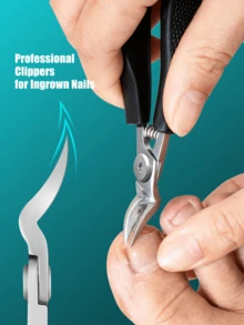 1 件黑色弧形指甲钳，超锋利耐用趾甲钳，适用于厚指甲和嵌甲，手工不锈钢指甲修剪器，适合男士、女士、老年人，弧形刀片