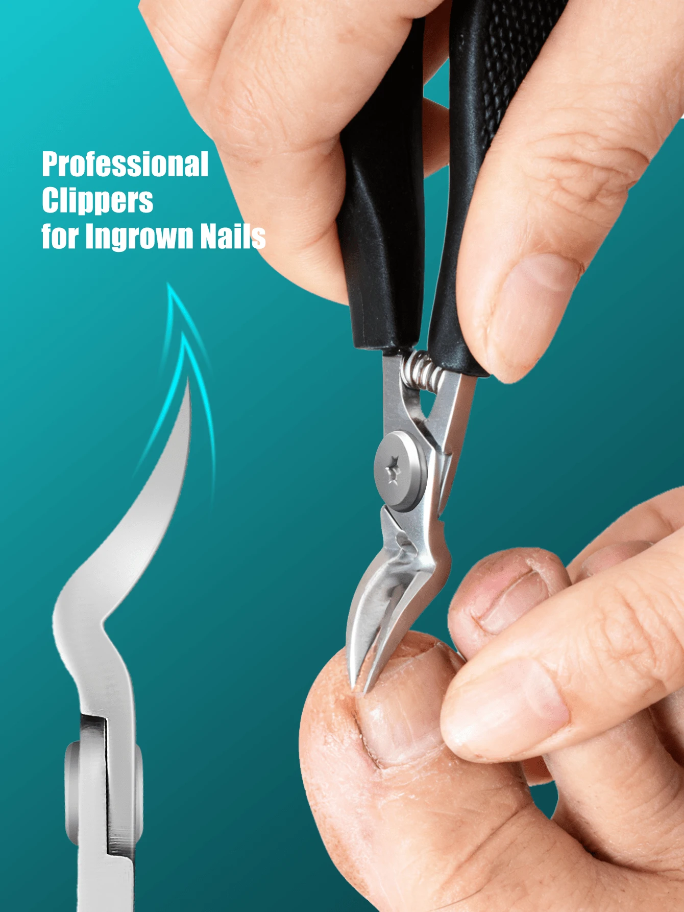 1 件黑色弧形指甲钳，超锋利耐用趾甲钳，适用于厚指甲和嵌甲，手工不锈钢指甲修剪器，适合男士、女士、老年人，弧形刀片