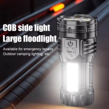 Luz de trabajo magnética con 9 LED, linterna portátil recargable por USB con clip para bolígrafo, tecnología COB, ideal para acampar, hacer senderismo, el coche, el hogar y emergencias. - Negro - Ver 5