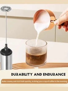 Portable Coffee Frother Electric Whisk - Silver - View 5