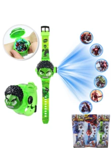 Marvel 漫威新款儿童投影手表，蜘蛛侠卡通手表，超级英雄卡通儿童手表，学生礼物。多种投影图案，翻盖设计，趣味电子手表。儿童礼物。精美纸板包装。数千种随机投影图案。图片未显示。