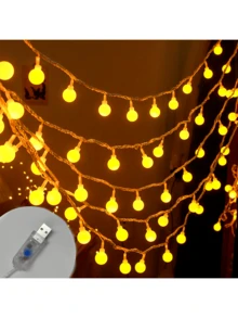 Outdoor Solar Powered Wreath, LED Glass Ball Lights, Waterproof, Garden Fairy Lights, Outdoor Holiday Decor, USB Christmas LED String Lights For Party Camping Tent Wedding - Multicolor - View 12