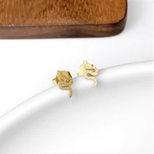 1 Pair Cute Golden Snake & Swallow Stud Earrings, Delicate Snake & Swallow Shaped Earrings, Stainless Steel Waterproof Earrings, Unique Animal Design, Fashionable & Versatile, Gift For Girlfriend Birthday