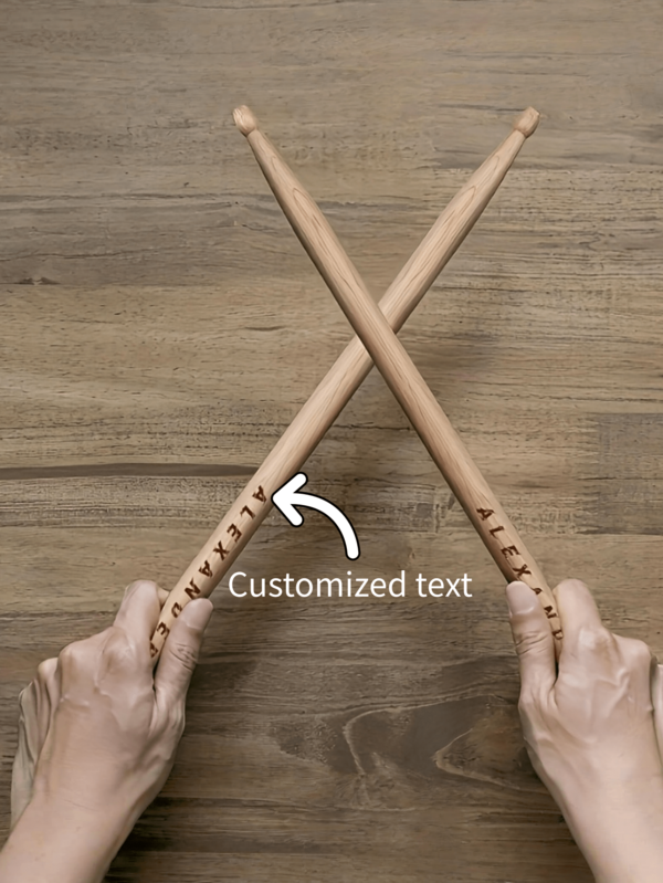 1 pieza Baqueta de arce tallada a medida - Baqueta 5A personalizada, con nombre, baterista, músico, aniversario, cumpleaños y regalo ideal para ocasiones especiales. Accesorio de batería | Baqueta de moda | Textura natural, Accesorio de batería