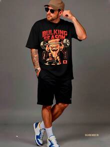 Men's Oversized Premium 100% Cotton Bulking Pizza Print Shirt - màu đen - Xem 3