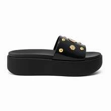 Women's Slide Clog With Luxury Embellishments - Thick Sole And Extreme Comfort - Black - View 2
