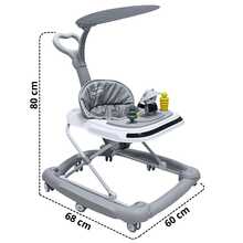 Joykoo Andadera para Bebé Mecedora Panda Musical Bastón Dirigible Alturas Ajustables Plegable Tapete Brincolín - Gris - Ver 4