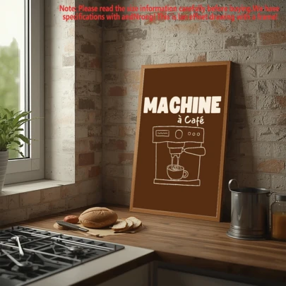 1pc, Canvas With Frame, Wall Art, Posters, Wall Art With Frame, Brown Coffee Machine Home Decor, French Kitchen Decor Vintage Espresso Machine Poster, Bistro Style Coffee Lover Gift, Suitable For Living Room, Bedroom, Office, Etc. - Perfect Choice For Holidays, Murals, Posters, Birthday Gifts, Graduation Gifts - Canvas (Optional Frame)