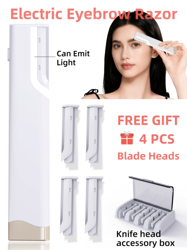 5-Blade Hair Trimmer, Vibration Peach-Shaped Hair Remover, Upgraded Eyebrow Razor, Precision Facial Beard Trimmer, Battery-Powered Painless Electric Eyebrow Razor, Used For Beard Removal On Areas Such As Face, Chin, Neck, Upper Lip, And Peach Fuzz.