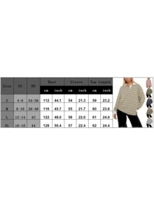 Women's Striped Long Sleeve Top - Polo Collar Half-Button Oversized Preppy Style Knit Sweatshirt - Khaki - View 5