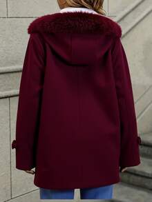 Women Winter Coats - Burgundy - View 2