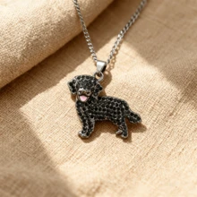 Creative Cute Black Golden Retriever Alloy Pendant Necklace - Adorable Pet-Themed Jewelry. Ideal For Daily Wear, Campus Life, Travel, Parties & Gatherings. Perfect Birthday, Holiday & Anniversary Gift For Family, Friends & Lover