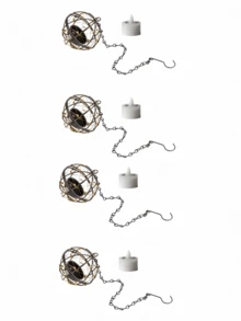 1/2pcs Outdoor Waterproof Hanging Solar Lantern, Solar Powered Flickering Tea Light Candle Holder, Rechargeable Hanging Lamp For Backyard, Garden, Fence - Warm White Light - View 10