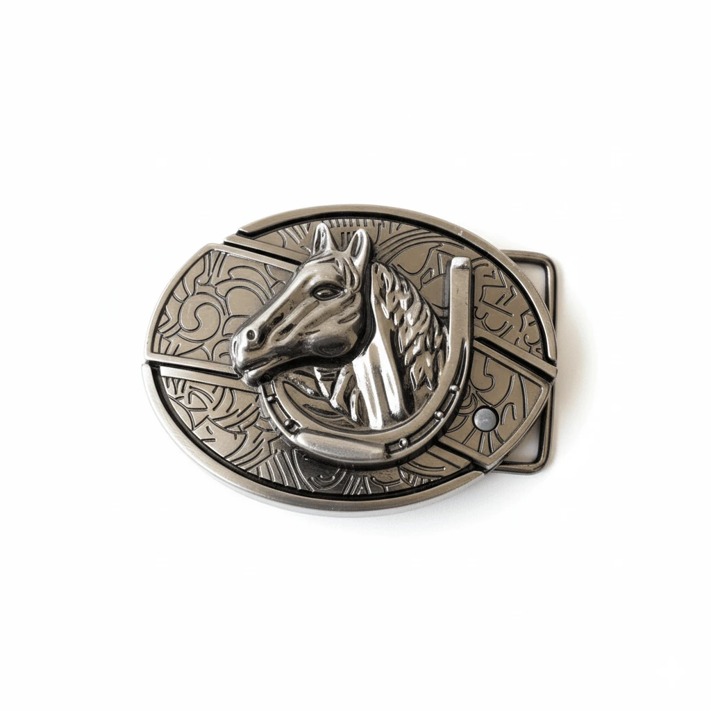 [Galloping Horse] Oval Detachable Metal Belt Buckle, Western Style Belt Buckle. Perfect With Jeans, A Gift For Family And Friends - Ngựa phi nước đại - Xem 1