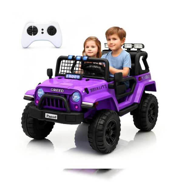 CuisinSmart 24V 2 Seater Ride On Truck,4WD Kids Electric Car W/Remote Control,Battery Powered Ride On Toy Car With Spring Suspension, Dual Speed, LED Lights & Music Player