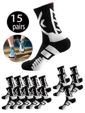 15/10/5/3 Pairs Men/Women Fashion Crew Socks, Soft Knit Sports Socks, Moisture-Wicking, Comfortable Casual Socks, Suitable For Daily Wear And Sports, All Seasons