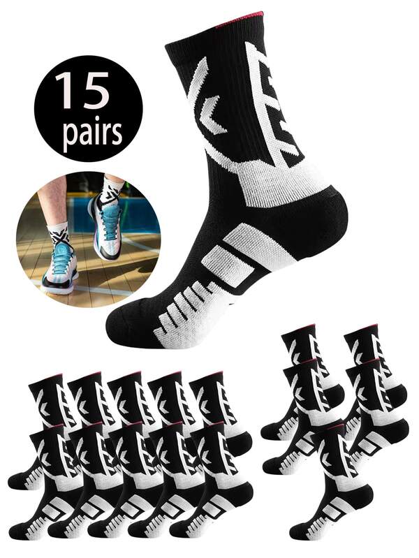 15/10/5/3 Pairs Men/Women Fashion Crew Socks, Soft Knit Sports Socks, Moisture-Wicking, Comfortable Casual Socks, Suitable For Daily Wear And Sports, All Seasons