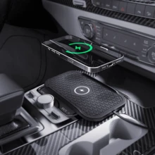 Bonola 15W车载无线充电器硅胶垫，兼容/安卓手机，15W无线快充，感应式无线充电器，配备0.8米Type-C接口数据线 - 黑色 - 查看 7